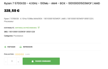 AMD R7 5700X3D处理器发布：最高加速频率仅为4.1GHz的大缓存处理器曝光