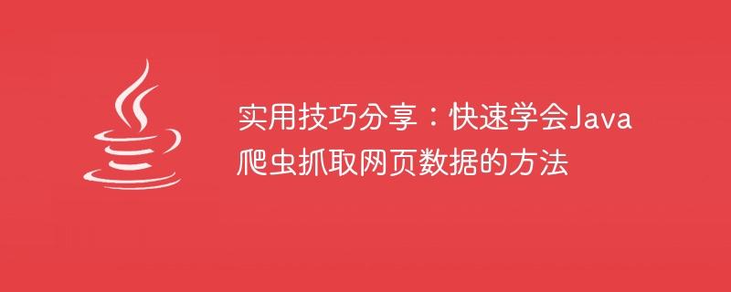 Java クローラーの旅を始めましょう: Web データを素早くクロールするための実践的なスキルを学びましょう