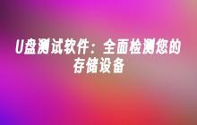 全方位检测您的存储设备：专业U盘测试软件