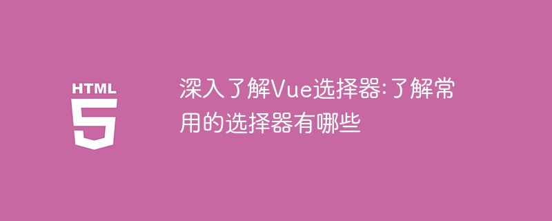 Vue 선택기를 자세히 살펴보세요. 일반적으로 사용되는 선택기 유형에 익숙해지세요.