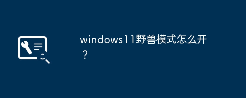 windows11野兽模式怎么开？