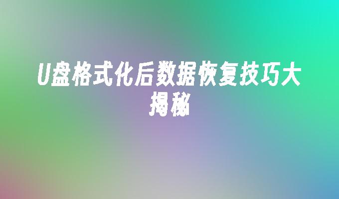 揭秘U盘格式化后的数据恢复技巧