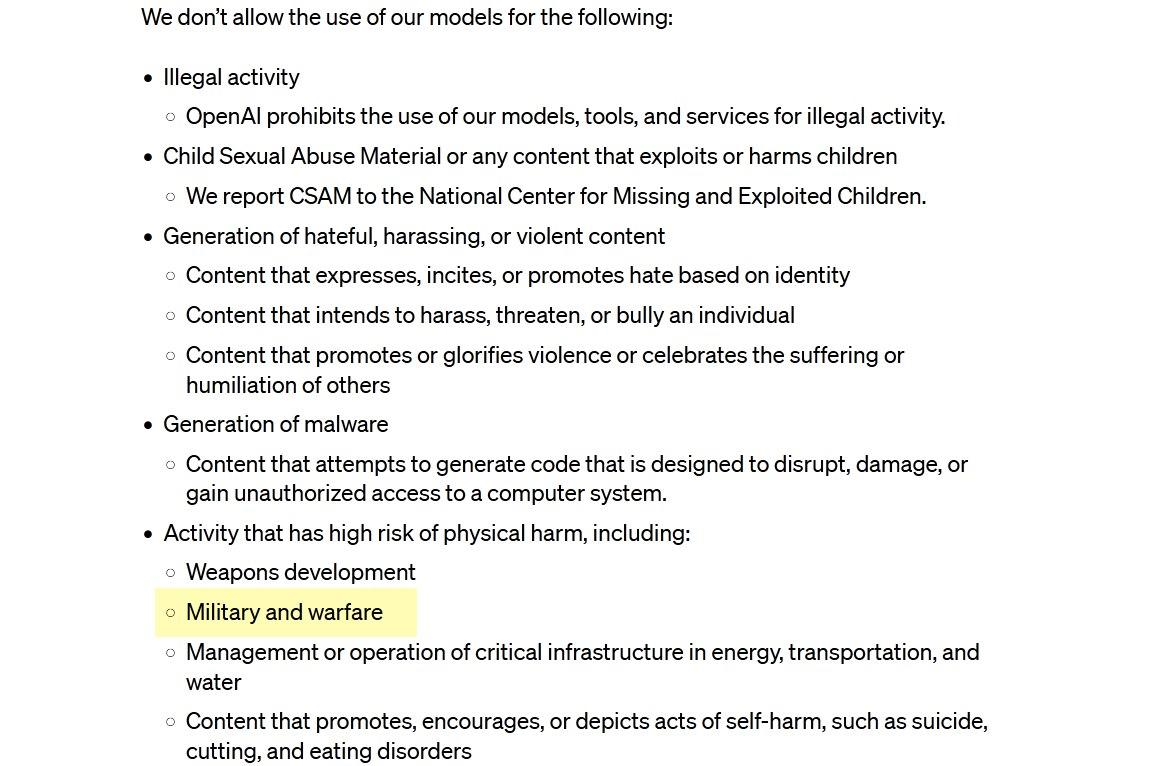 OpenAI 静悄悄更新使用政策,删除“严禁将技术用于军事、战争”条款