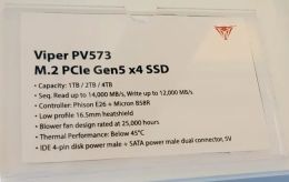 美商博帝发布Viper PV573 固态硬盘：最高读取速度可达14000 MB/s