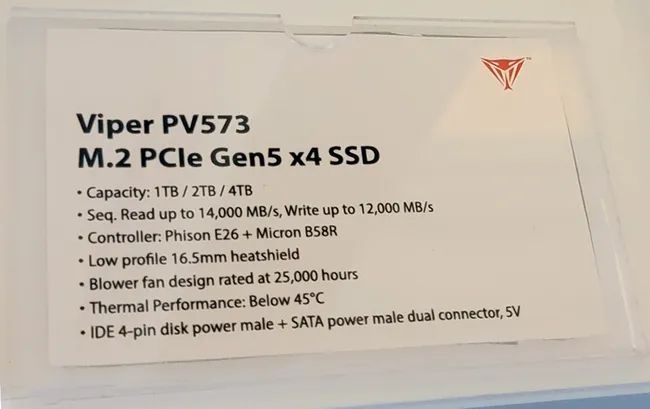 美商博帝展示 Viper PV573 固态硬盘：连续读取最高 14000 MB/s