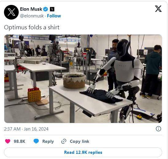 Musk mendedahkan robot lipat pakaiannya sendiri: keasliannya telah dipersoalkan, jelasnya [trend pasaran robot humanoid]