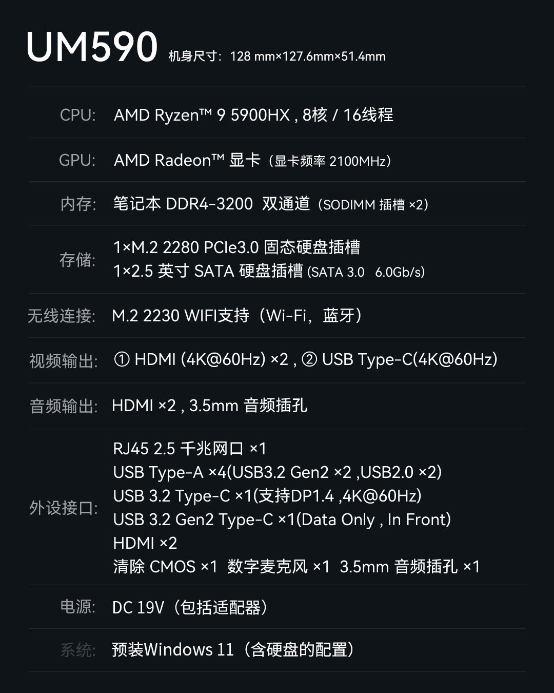 铭凡推出 UM580D / 590 迷你主机：AMD R7-5800H 准系统 1588 元