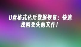 故障后的U盘文件恢复：快速找回已丢失的数据！