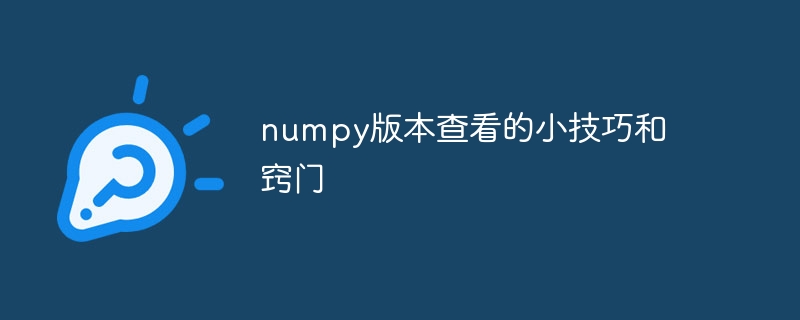 Numpy 버전을 보기 위한 팁과 요령