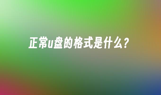 U盘的标准格式是什么？