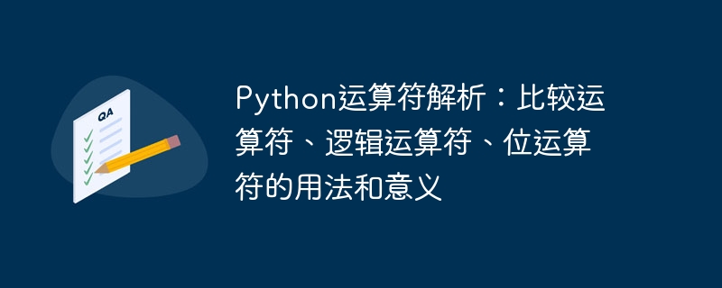 Python 연산자에 대한 심층 분석: 비교 연산자, 논리 연산자 및 비트 연산자의 용도와 의미