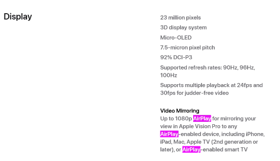 苹果公司确认：Vision Pro头显支持“隔空播放”，实现多设备内容镜像