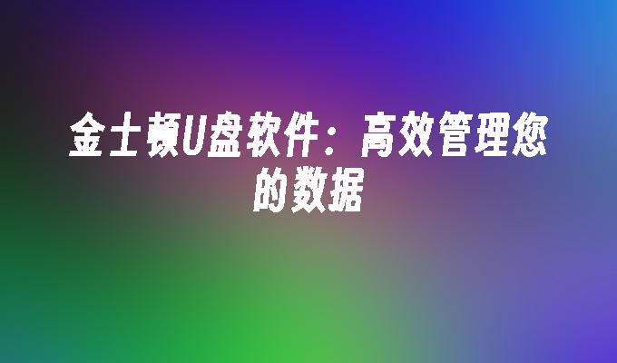 高效管理您的数据：金士顿U盘软件