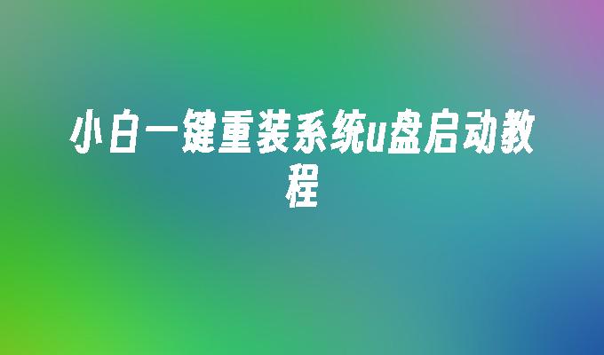 초보자 수준의 원클릭 시스템 재설치 튜토리얼을 달성하려면 U 디스크를 사용하여 부팅하세요.