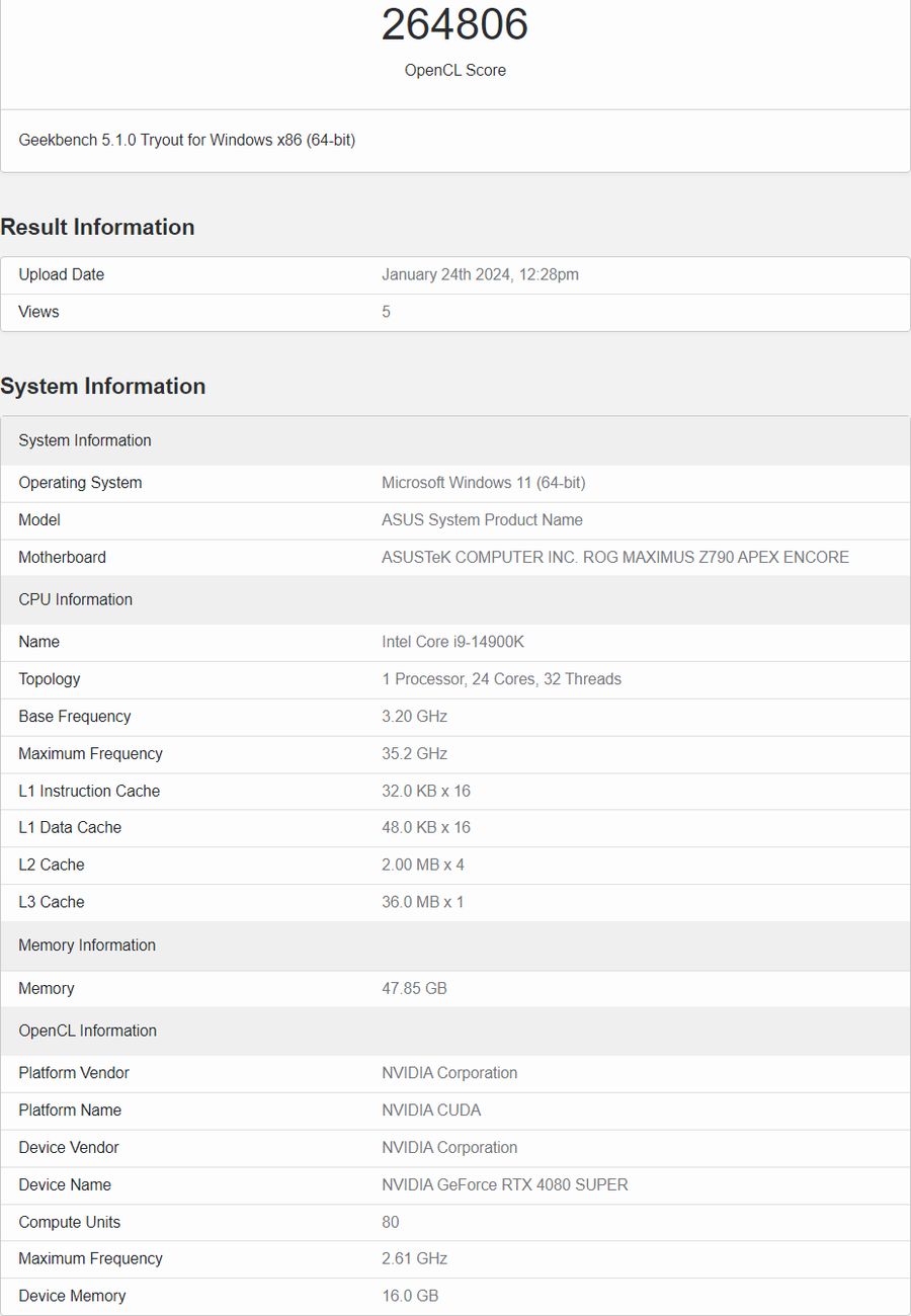 英伟达 RTX 4080 SUPER GPU 跑分出炉：OpenCL 测试比非 SUPER 版高 7%