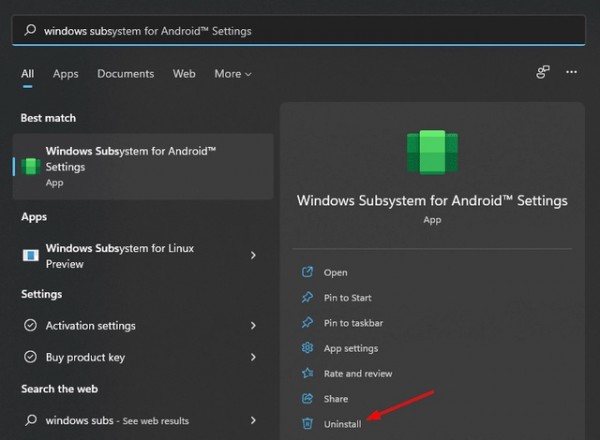 Bagaimana untuk menyahpasang subsistem Android Windows 11? Bagaimana untuk menyahpasang wsa pada win11?