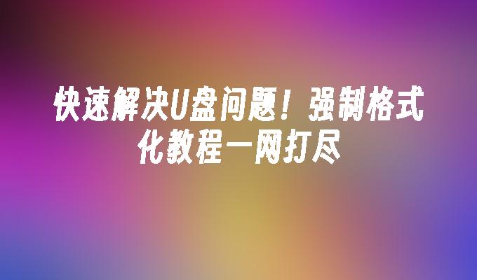 快速解決U盤問題！強制格式化教程網路打盡