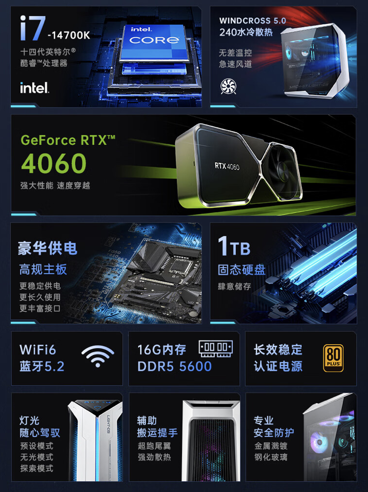 机械师曙光台式主机配置上新：i7-14700K + RTX4060 + 16GB + 1TB，首发价 8499 元