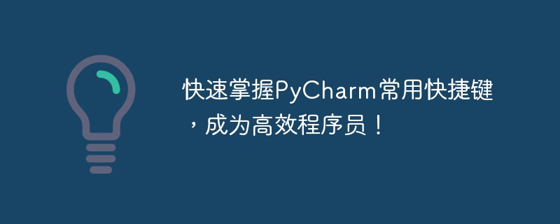 Menjadi pengaturcara yang cekap: Bermula dengan cepat dengan kekunci pintasan yang biasa digunakan PyCharm!