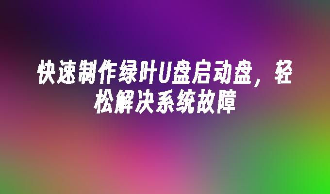 快速制作绿叶U盘启动盘，轻松解决系统故障