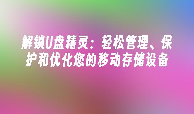 解鎖USB精靈：輕鬆管理、保護和優化您的行動儲存設備