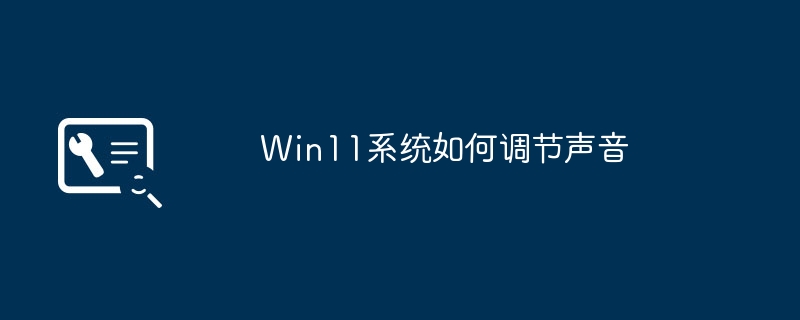 Win11 시스템에서 사운드를 조정하는 방법