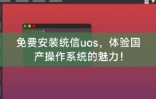 免费安装统信uos，体验国产操作系统的魅力！