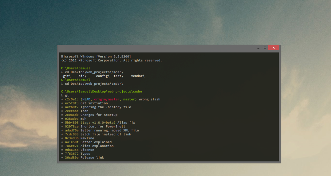 A Linux command artifact running on Windows-Cmder