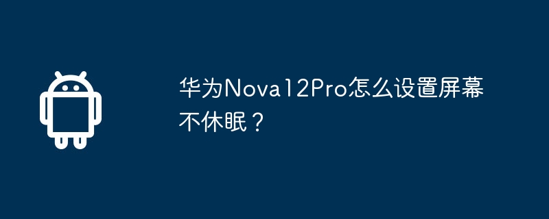 Huawei Nova12Pro에서 화면이 잠자기 상태가 되지 않도록 설정하는 방법은 무엇입니까?