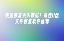 快速恢复丢失数据!最佳U盘文件恢复软件推荐