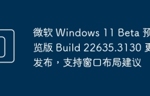 微软 Windows 11​​ Beta 预览版 Build 22635.3130 更新发布，支持窗口布局建议