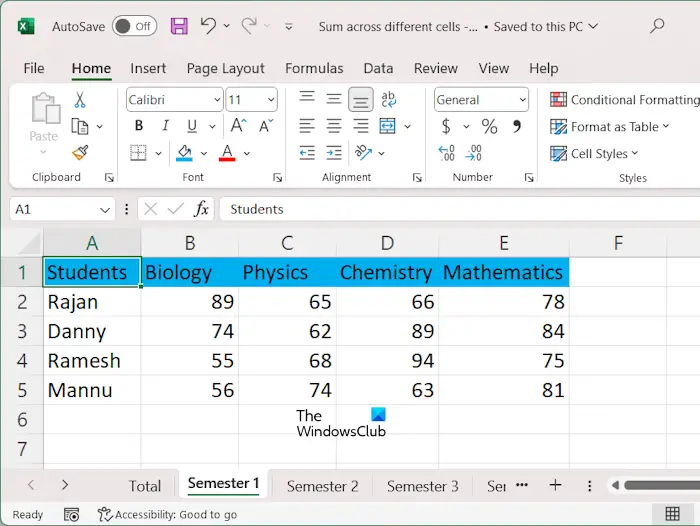 Excelで複数のワークシートのセルを合計する方法