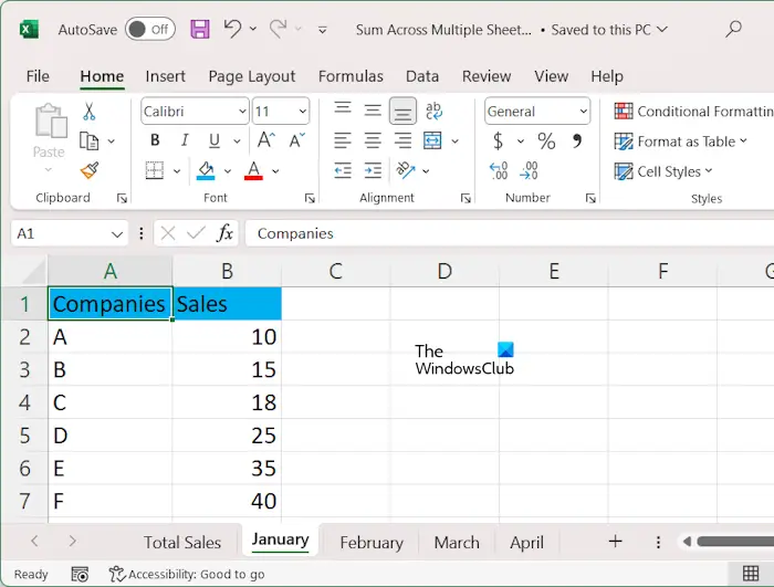 How to sum cells in multiple worksheets in Excel