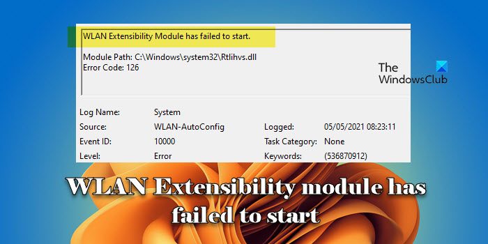 WLAN extensibility module cannot start