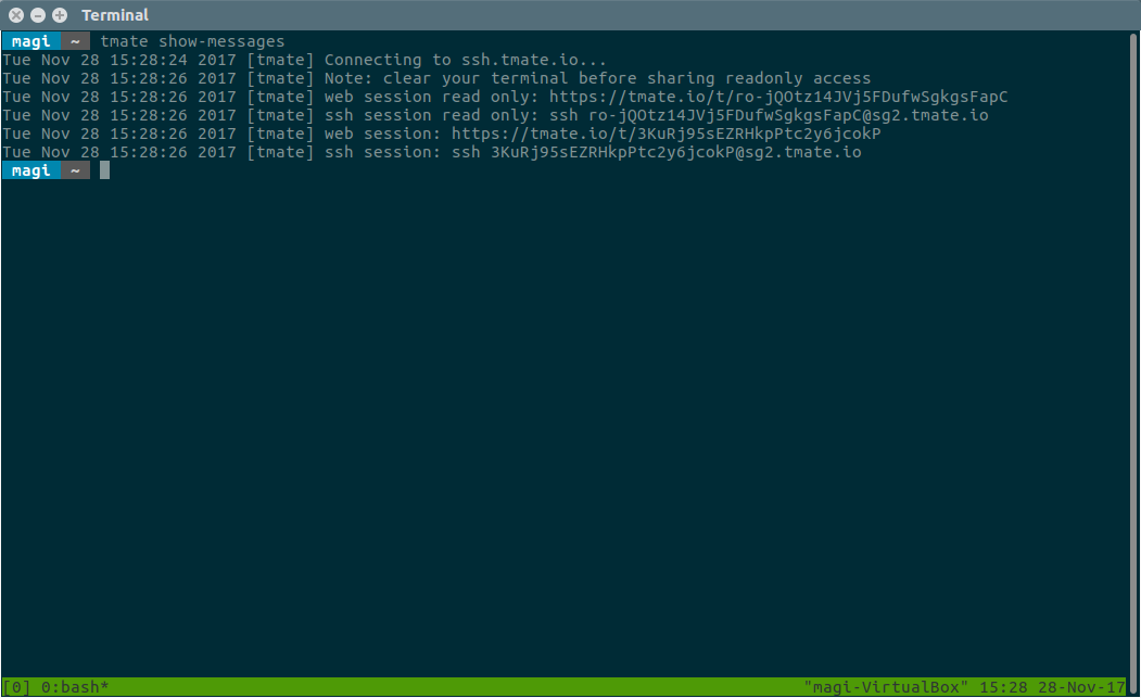 Quick terminal session sharing tool:tmate