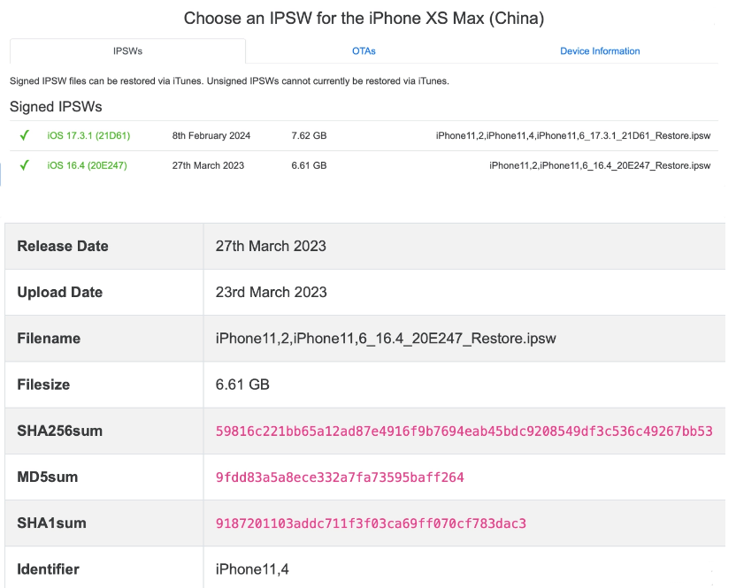 苹果国行 iPhone XS Max 降级 iOS 16.4 操作方法