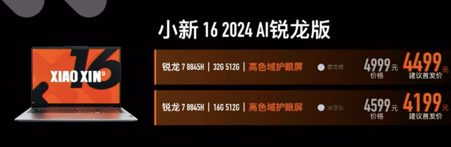 联想小新发布会 8 款笔记本 / 一体机亮相，可选锐龙 7-8845H / 13 代酷睿 i5 处理器