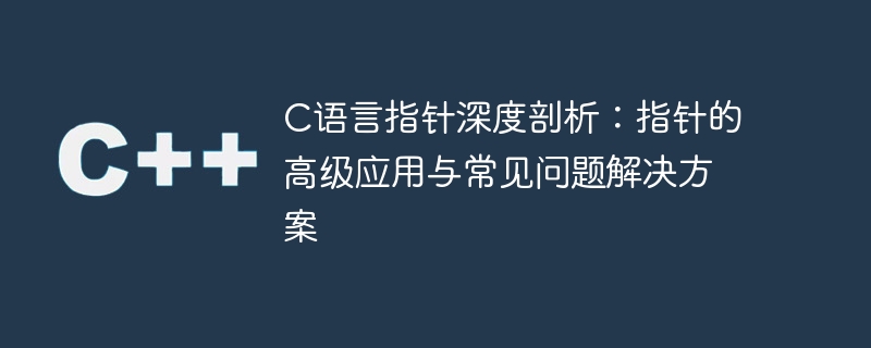 C 포인터에 대한 심층 분석: 고급 애플리케이션 및 일반적인 문제에 대한 솔루션