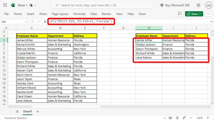 Cara menggunakan fungsi penapis Excel dengan berbilang syarat