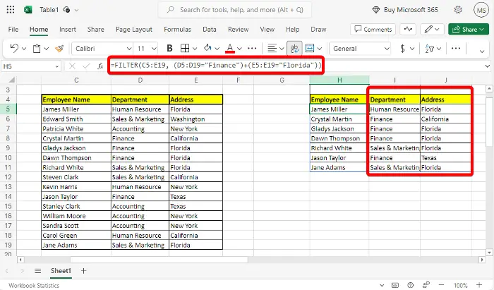 Cara menggunakan fungsi penapis Excel dengan berbilang syarat