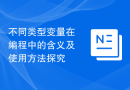 不同类型变量在编程中的含义及使用方法探究