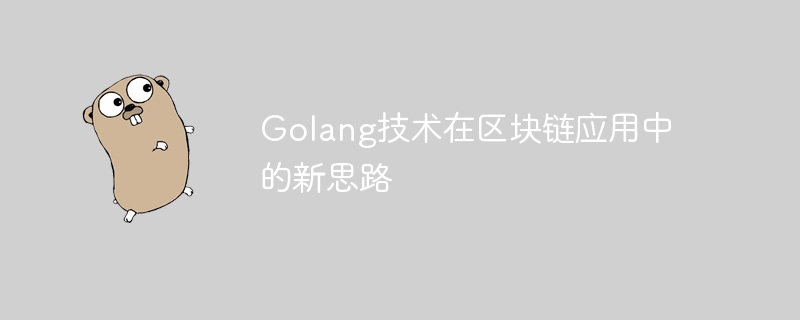 ブロックチェーン アプリケーション分野における Golang テクノロジーの革新的な考え方