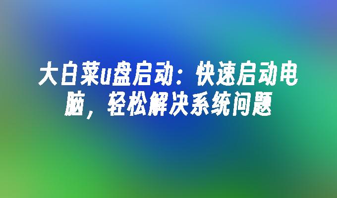 大白菜u盘启动：快速启动电脑，轻松解决系统问题