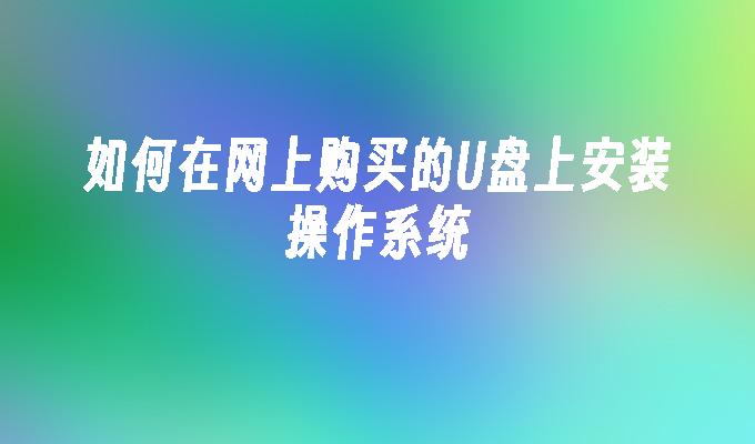 如何在网上购买的U盘上安装操作系统