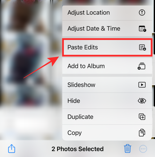 How to copy edits in the Photos app on iPhone