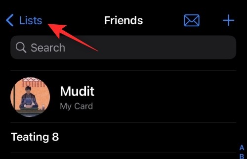 How to drag and drop contacts between lists on iPhone