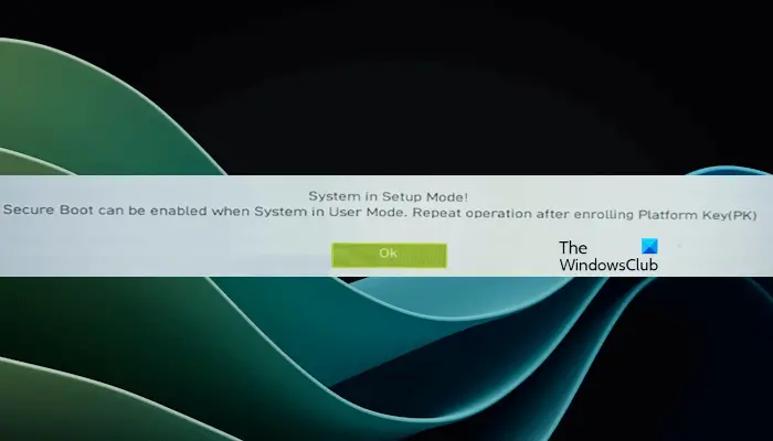 Secure boot can be enabled when the system is in user mode