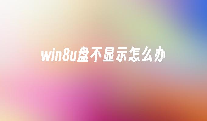 win8u盘不显示怎么办-系统安装-