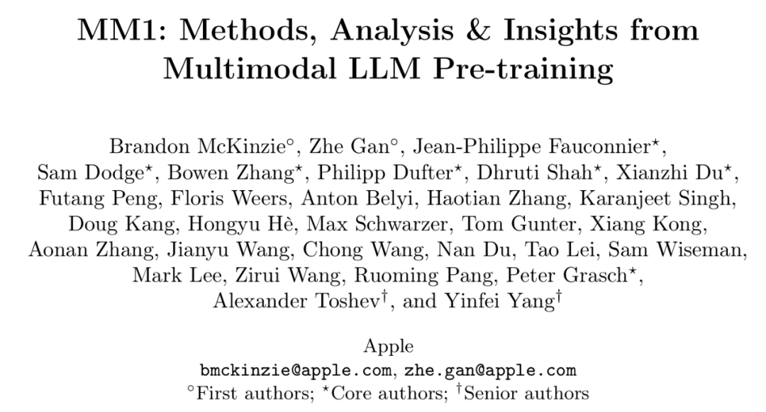 Apples large model MM1 is entering the market: 30 billion parameters, multi-modal, MoE architecture, more than half of the authors are Chinese