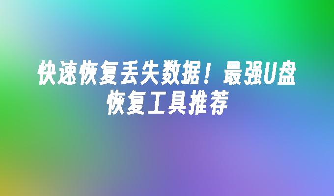 손실된 데이터를 빠르게 복구하세요! 가장 강력한 U 디스크 복구 도구 추천